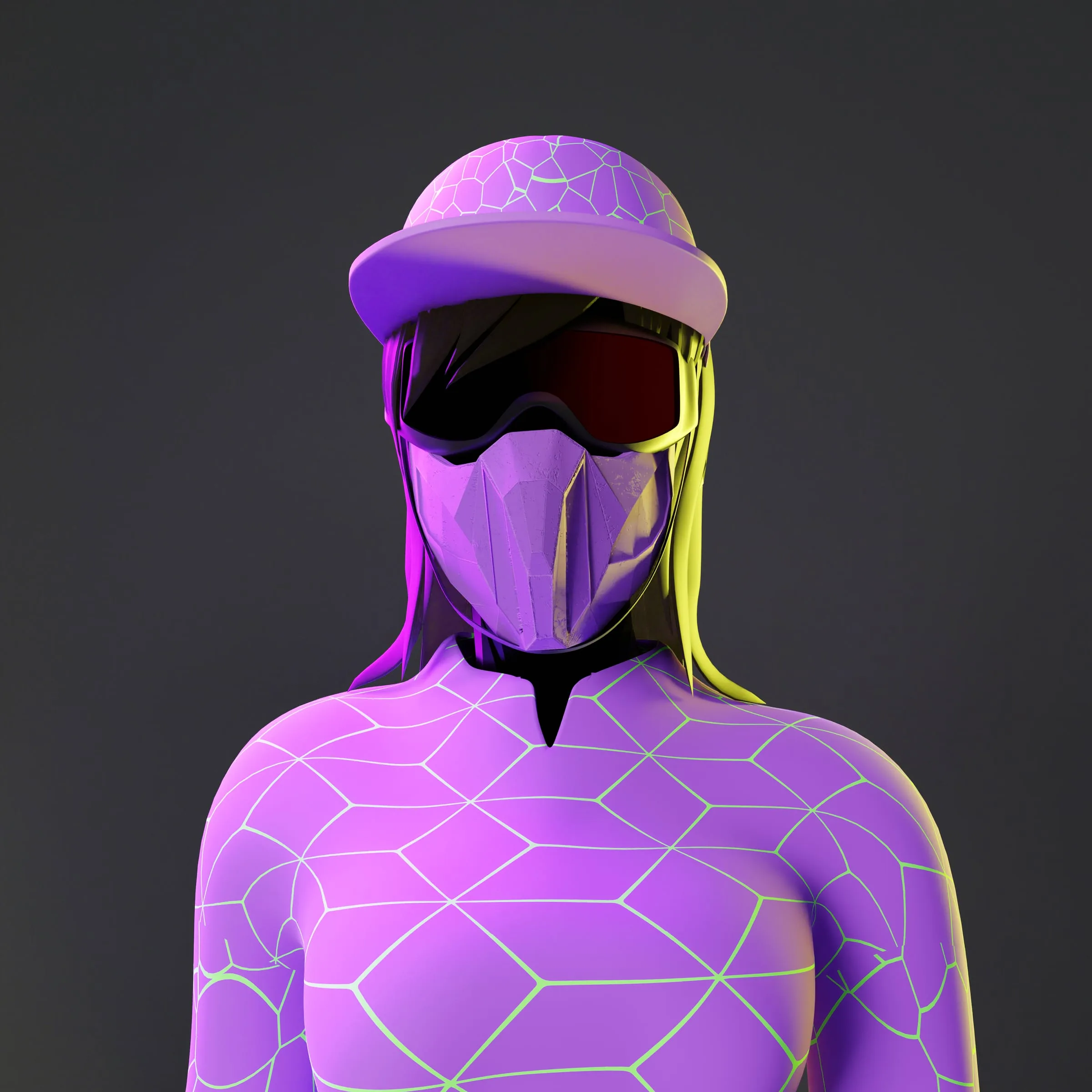Female jockey avatar in patterned silks, colourway 4 of 12