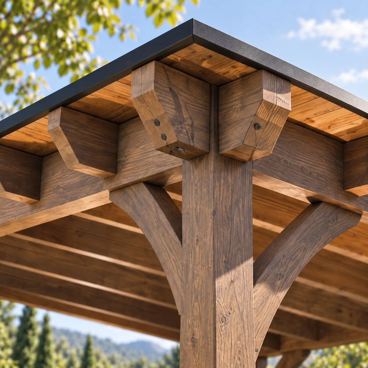Detail of the timber joint at the head of a post