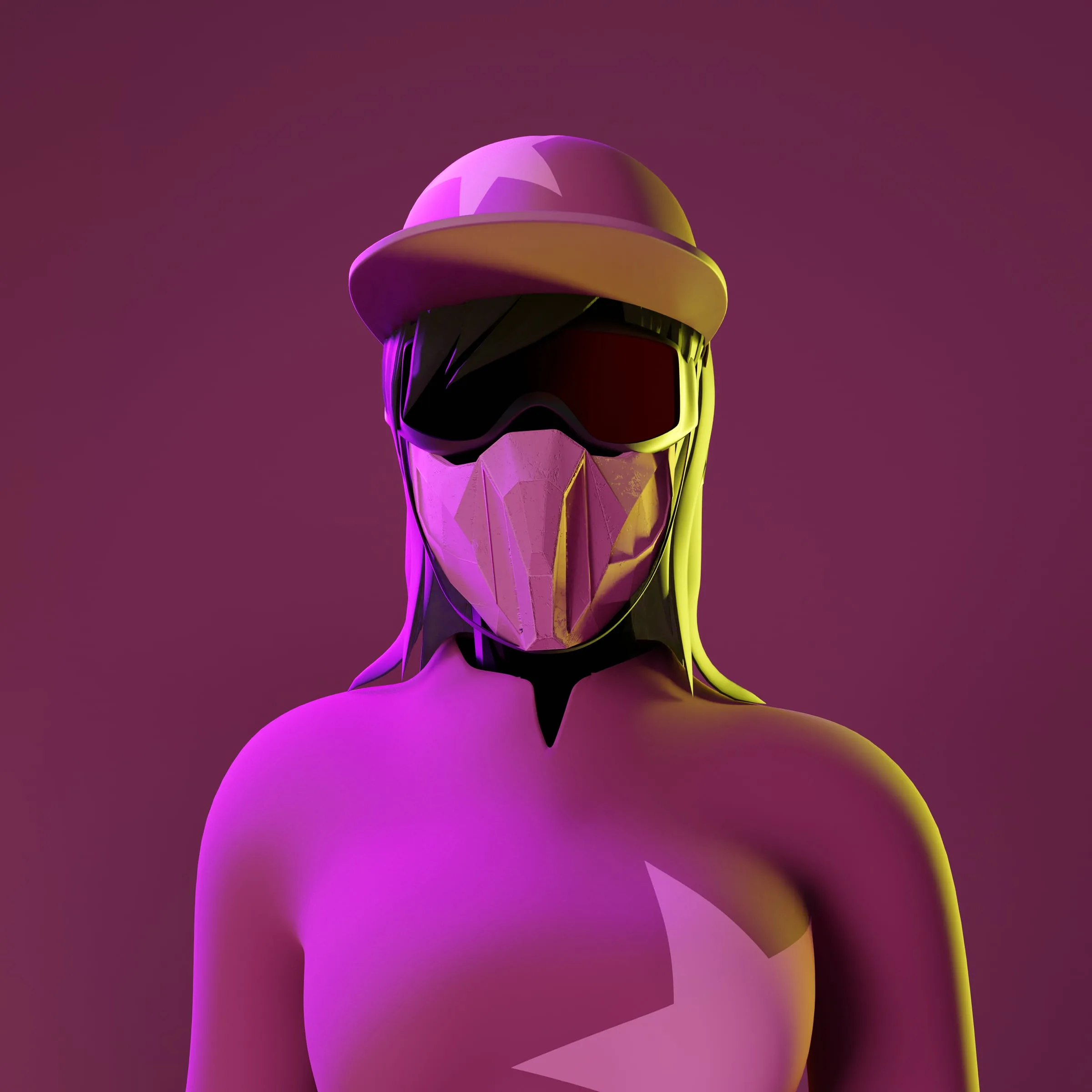 Female jockey avatar in patterned silks, colourway 6 of 12