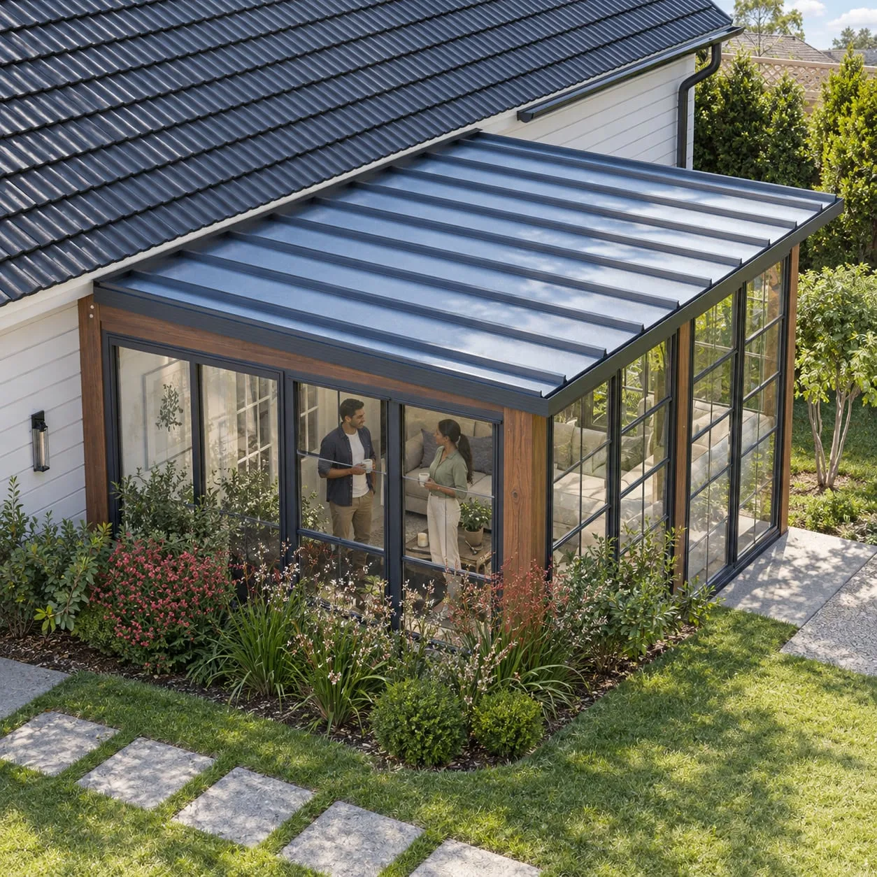 Aerial of the garden room's glazed roof