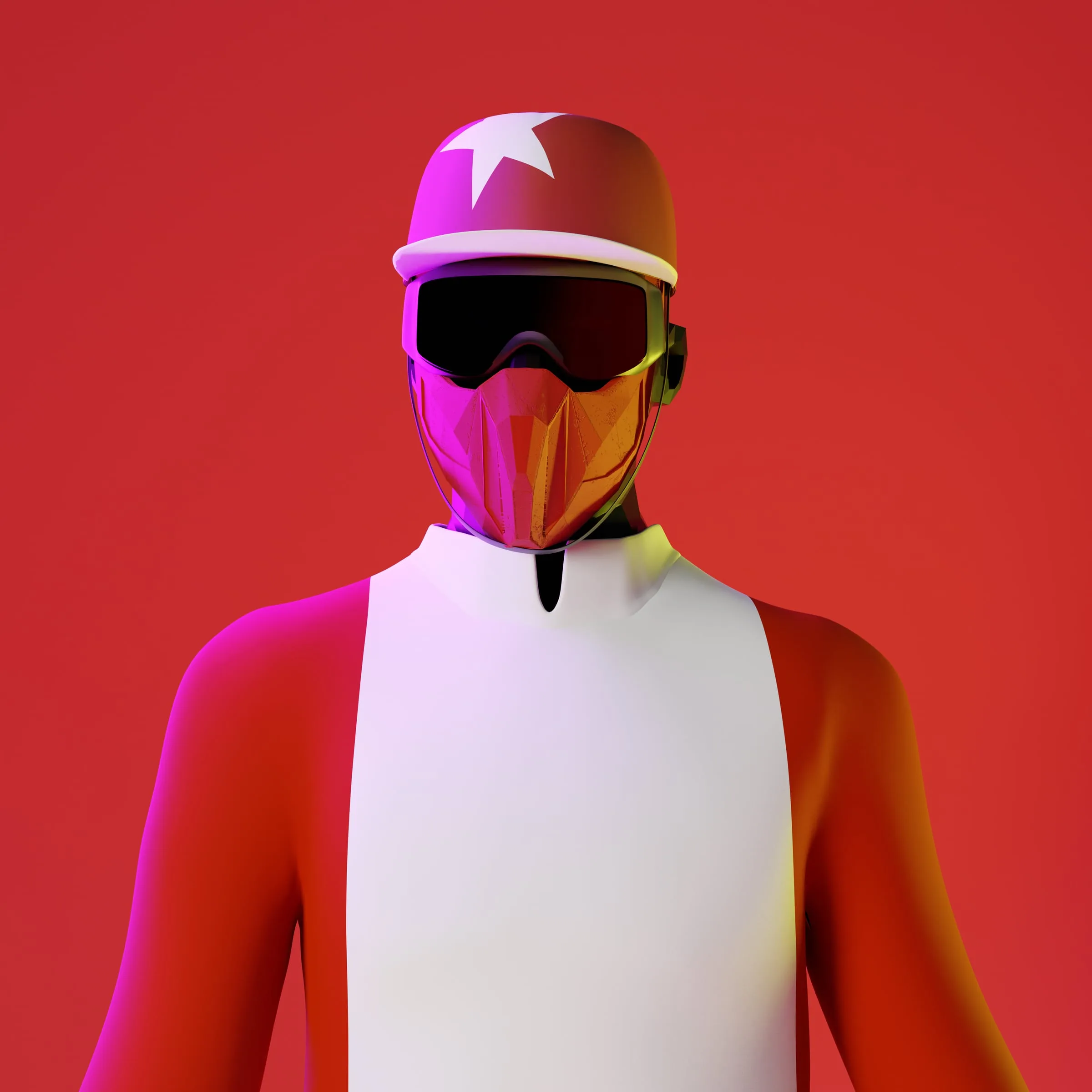 Male jockey avatar in patterned silks, colourway 1 of 12