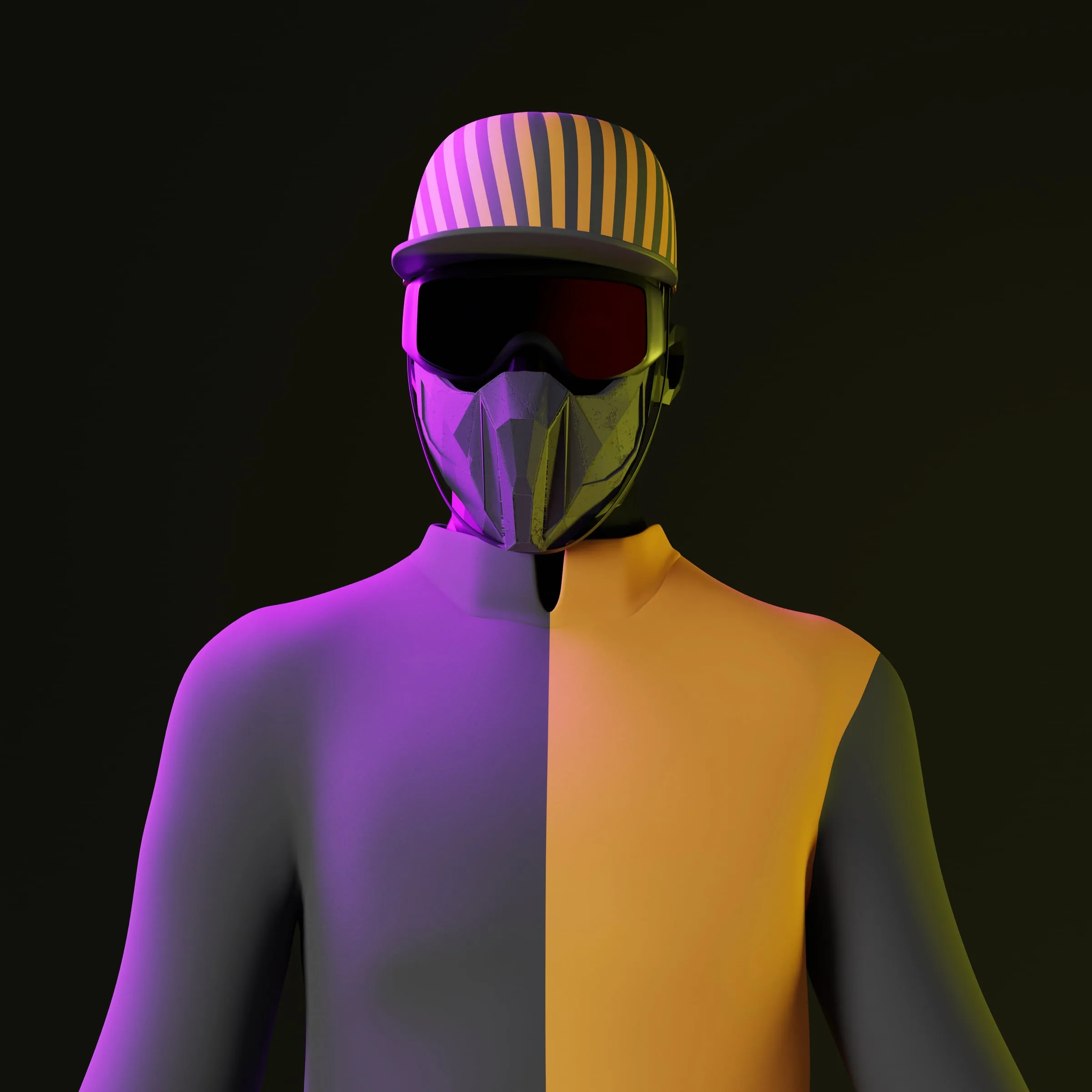Male jockey avatar in patterned silks, colourway 7 of 12