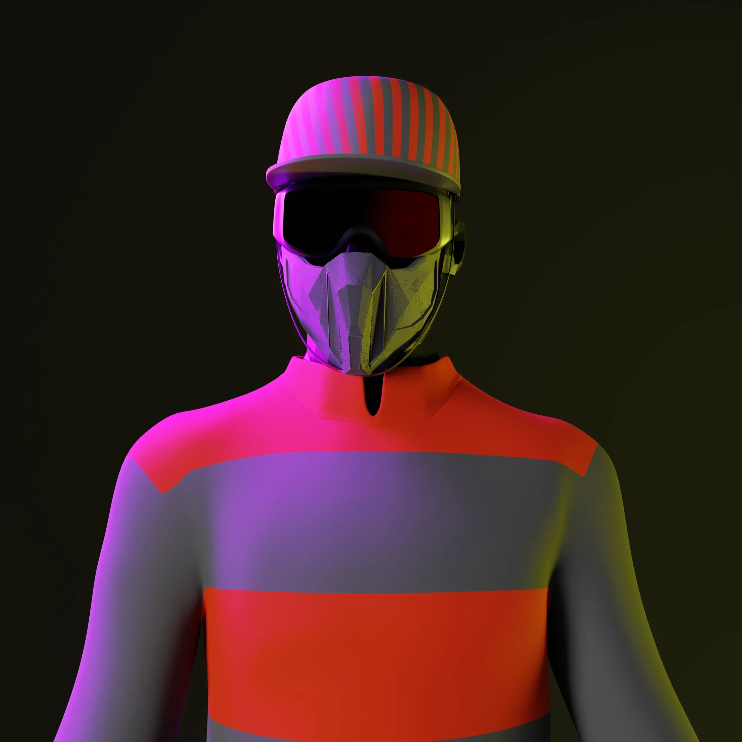 Male jockey avatar in patterned silks, colourway 8 of 12