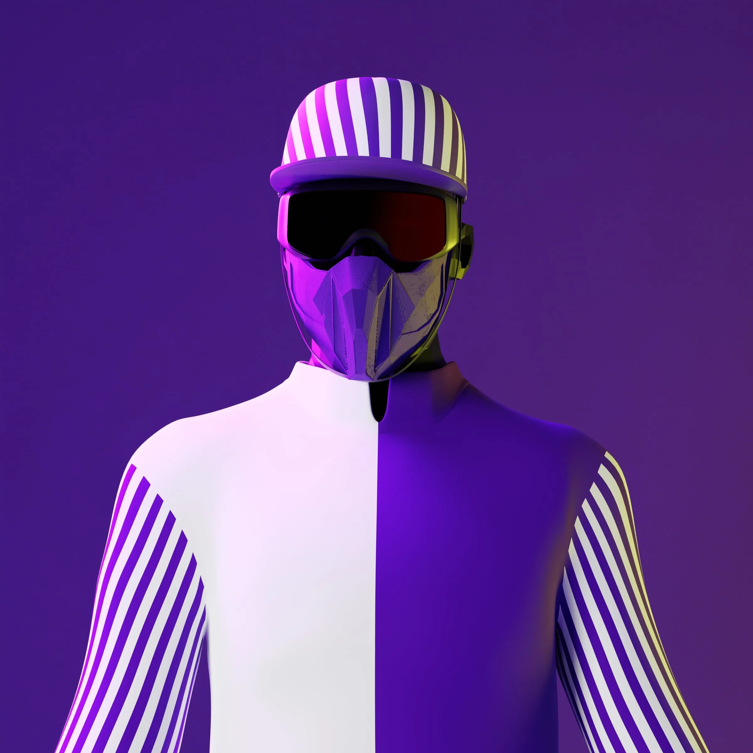 Male jockey avatar in patterned silks, colourway 11 of 12
